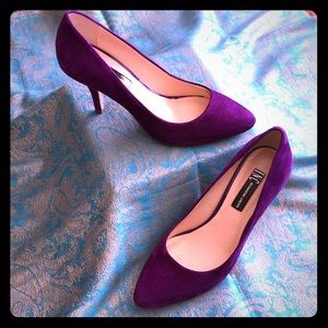 INC Size 7M purple suede pumps, 2 1/2 inch heel